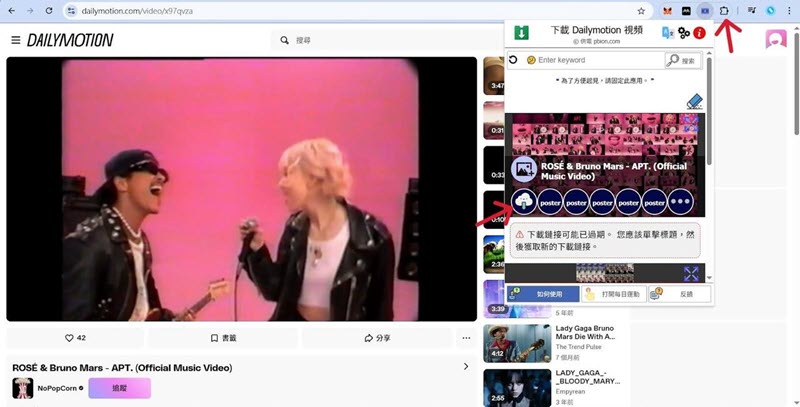 Chrome 外掛下載 Dailymotion 影片