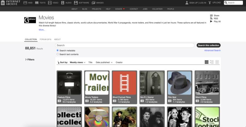 Internet Archive 下載免費電影