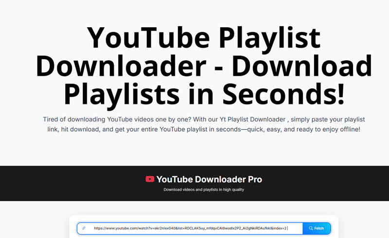 YouTube Playlist Downloader 網站介面